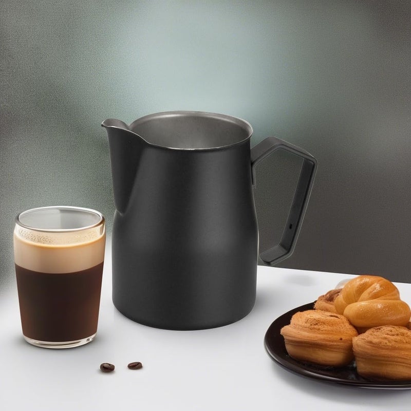 Motta Stainless Steel Professional Milk Pitcher/Jugs, 17 Fluid Ounce, Black - Image 2